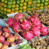 an ethnic fruit market display
