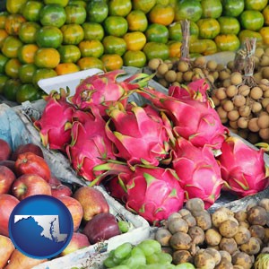 an ethnic fruit market display - with Maryland icon