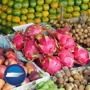 an ethnic fruit market display - with Tennessee icon