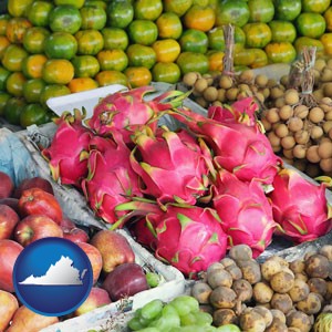 an ethnic fruit market display - with Virginia icon